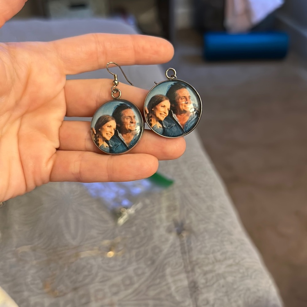 Johnny Cash & June Carter earrings